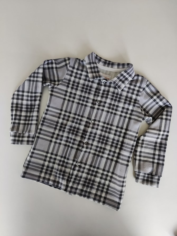 Skjorte av bomullsjersey Grå rutet