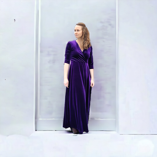 Geitramskjole Velour - mange valg (XS, vinrød, Bishop Sleeves)