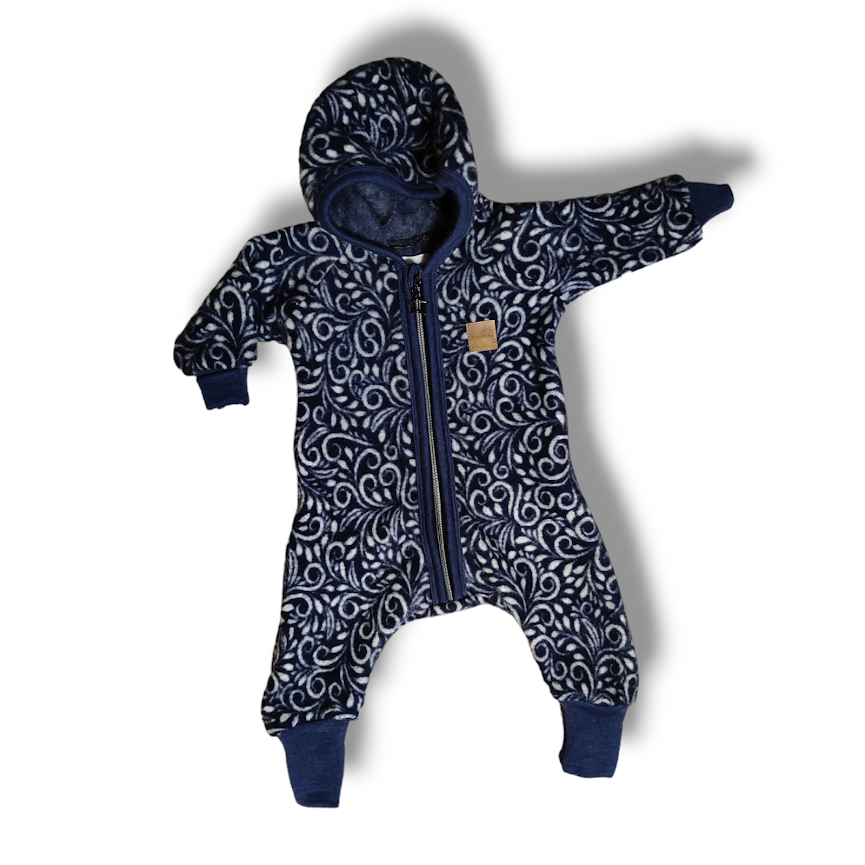 [90022] Heldress av ullfleece - Mønstret Navy (68)