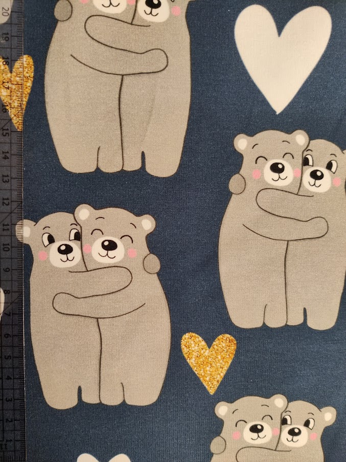 Stoffbit 1,1m - Jersey Hug Bear Dark Blue 