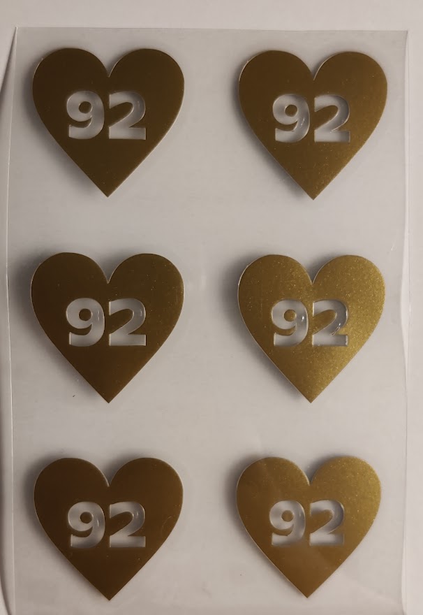 Størrelsemerke Vinyl Hjerte (6 pk) (50, svart)