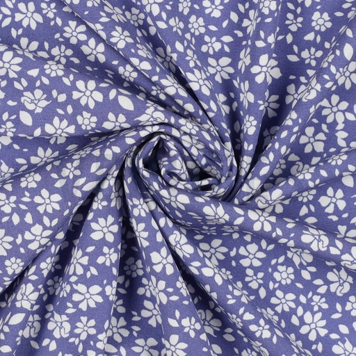 Viskose Poplin Stretch Flowers Lavender