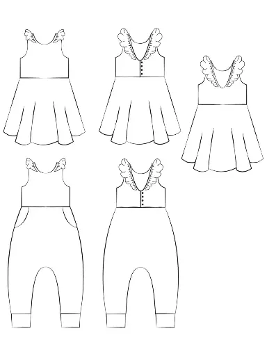 Victoria Kjole og Jumpsuit - Symønster