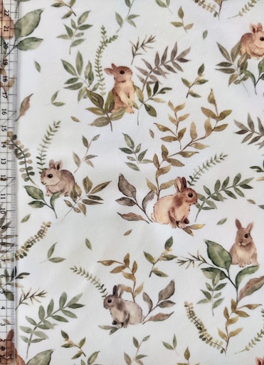Jersey Bunny Botanical White Small - (1 meters bit)