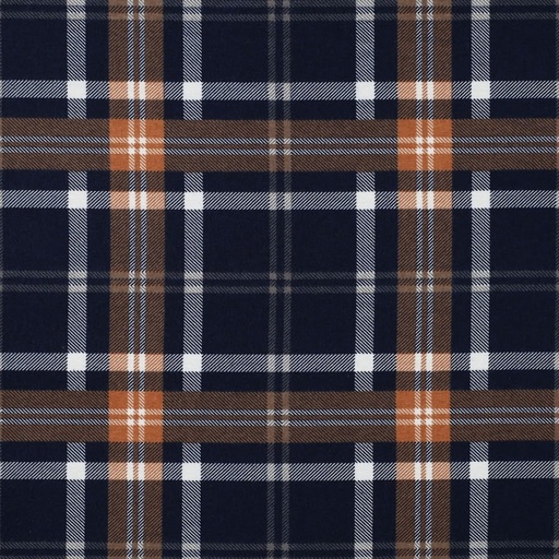 Flanell - Rutet Navy/ Rust