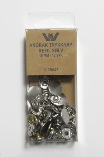 Anorakk-knapp 15 mm - Sølv 