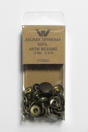 Anorakk-knapp 15 mm - Antikk Messing