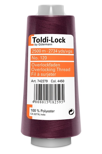 [4450] Toldi-lock Mørk Vinrød