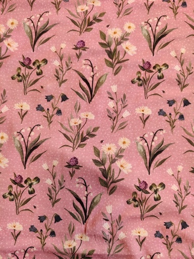 Jersey Norsk Blomstereng Mørk Rosa 
