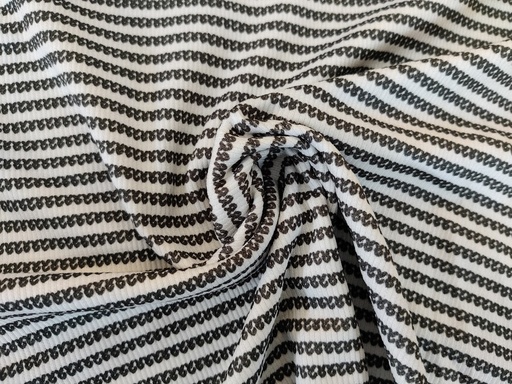 Stoffbit (0,5m) - Grovstrikket Ribb - Striper Svart mønster