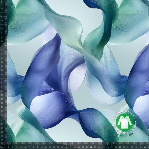 Stoffbit (3m) - Jersey Abstrakte Bølger