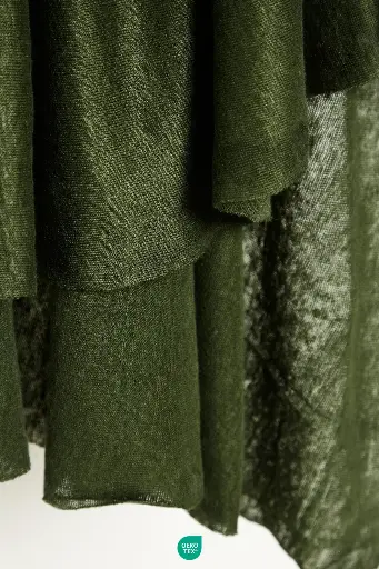 Strikket Lin - Green Khaki