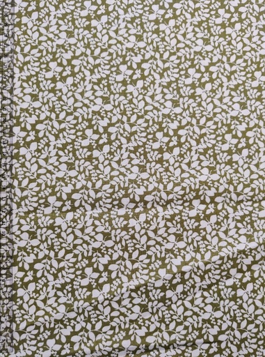 Stoffbit 0,7m - Poplin Leaves Grønn