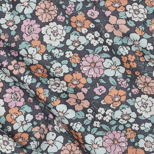 Poplin Vintage Flowers Navy