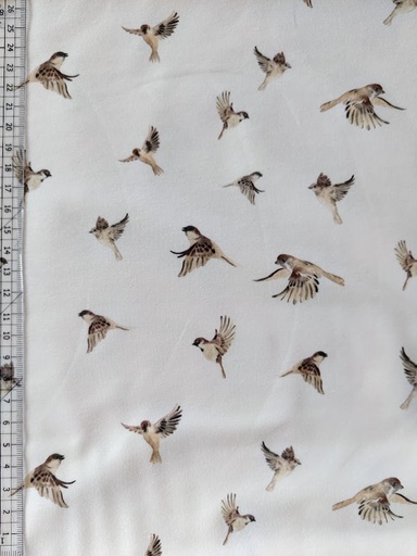 Stoffbit 1,1m - Jersey Birds Off White